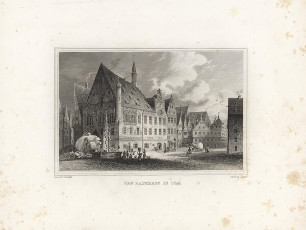 Johann Poppel - Rathaus in Ulm - 1837 - Stahlstich