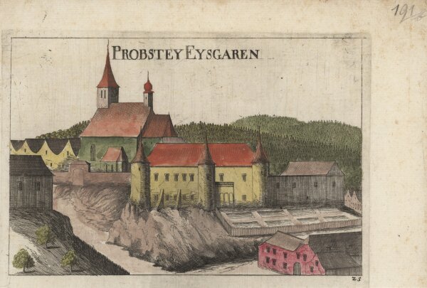 Georg Matthäus Vischer - Kollegiatstift Eisgarn - 1672 - kolorierter Kupferstich