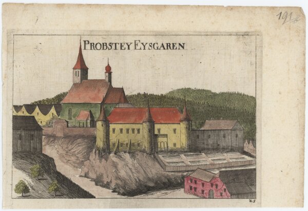 Georg Matthäus Vischer - Kollegiatstift Eisgarn - 1672 - kolorierter Kupferstich
