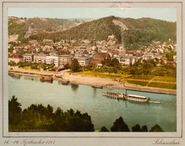 unbekannt - Sächsischer Stadtansichten: Bad Schandau, Dresden - 1898 - Fotografie, doppelt, koloriert