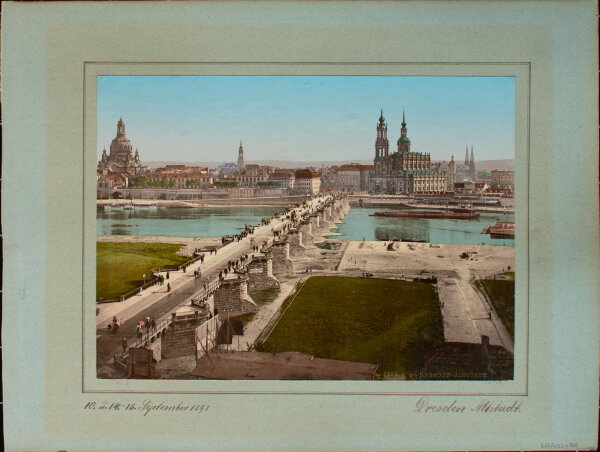 unbekannt - Sächsischer Stadtansichten: Bad Schandau, Dresden - 1898 - Fotografie, doppelt, koloriert