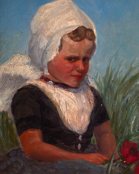 Viktor Sieger - Mädchenporträt - Ende 1800 - Öl auf Hartfaser