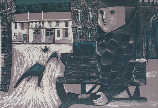 M. Schreiber - Figuren im Raum - 1970 - Lithografie