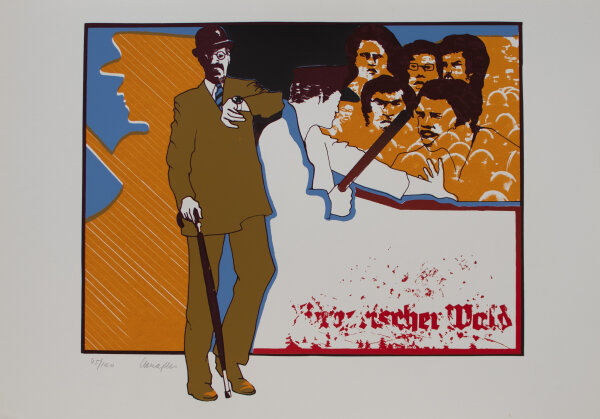 M. Schreiber - Figuren im Raum - 1970 - Lithografie