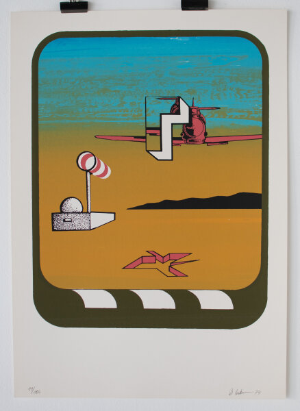 unleserlich signiert - Flughafen - 1974 - Siebdruck