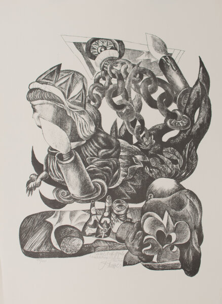 Menzel - Verschlingung - 1966 - Holzschnitt