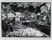 Menzel - Verschlingung - 1966 - Holzschnitt