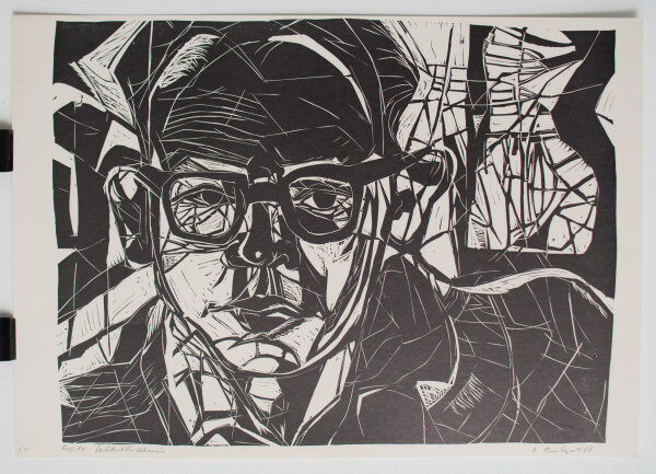 D. Ritzert - Selbstbildnis - 1968 - Holzschnitt
