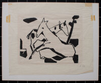 unbekannt - Pferd und Giraffe - 1952 - Holzschnitt