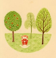 unbekannt - Karte mit Bäumen - o.J. - Aquarell