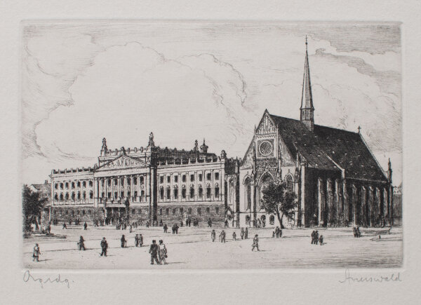 unleserlich signiert - Paulinerkirche in Leipzig - o.J. - Radierung