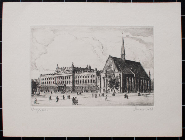 unleserlich signiert - Paulinerkirche in Leipzig - o.J. - Radierung