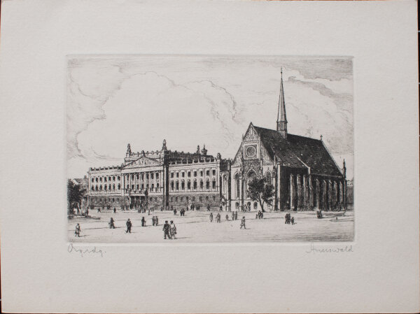 unleserlich signiert - Paulinerkirche in Leipzig - o.J. - Radierung