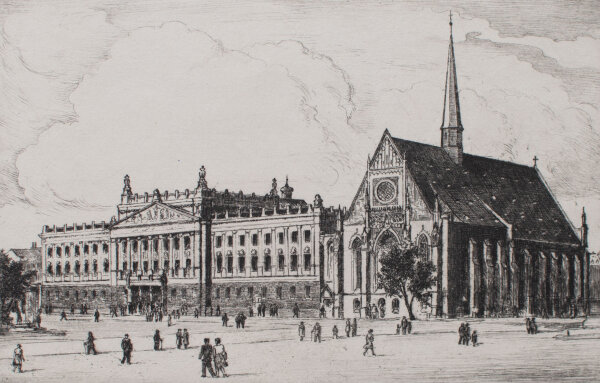 unleserlich signiert - Paulinerkirche in Leipzig - o.J. - Radierung