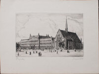 unleserlich signiert - Paulinerkirche in Leipzig - o.J. - Radierung