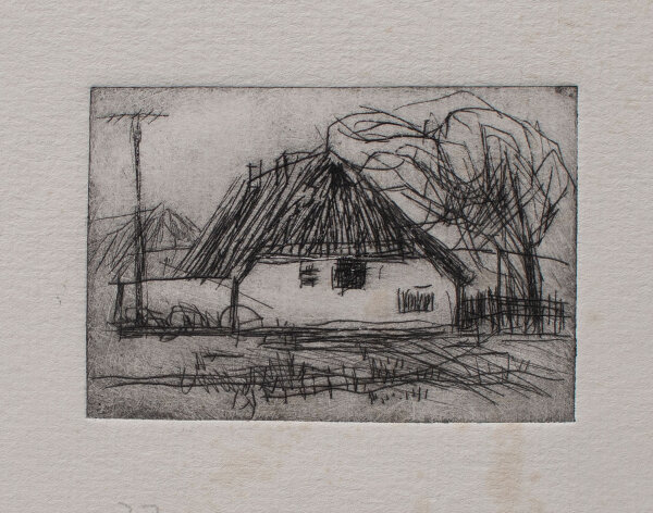 S. Werner - Altes Bauernhaus - 1977 - Radierung