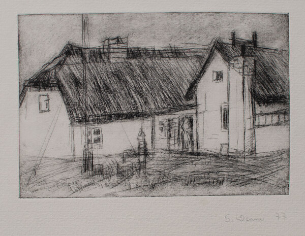 S. Werner - Altes Bauernhaus - 1977 - Radierung