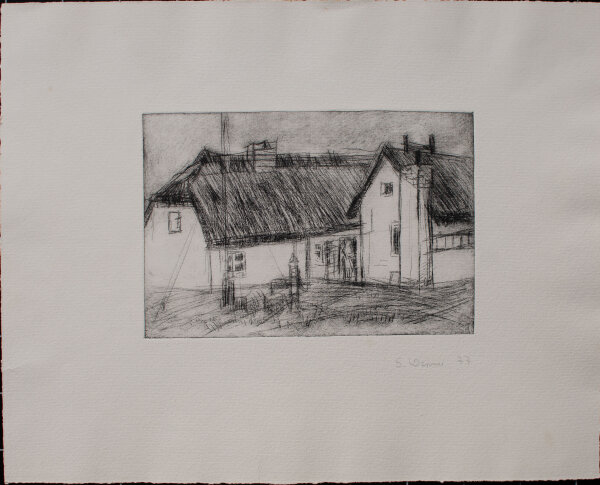 S. Werner - Altes Bauernhaus - 1977 - Radierung