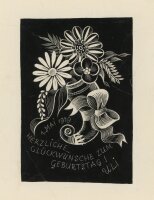 Uli Huber - Grußkarte mit Blumenstrauß - 1929...