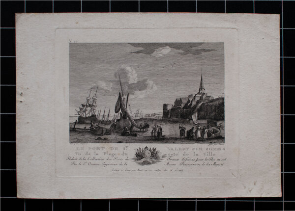 Signiert Zeist nach Nicolas-Marie Ozanne - Der Hafen von St. Valery. Le Port de St. Valery sur Somme. - o.J. - Kupferstich