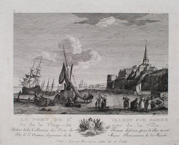 Signiert Zeist nach Nicolas-Marie Ozanne - Der Hafen von St. Valery. Le Port de St. Valery sur Somme. - o.J. - Kupferstich