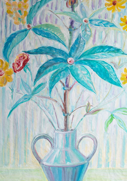 unbekannt - Blumen in der Vase - o.J. - Öl auf Papier