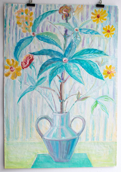 unbekannt - Blumen in der Vase - o.J. - Öl auf Papier