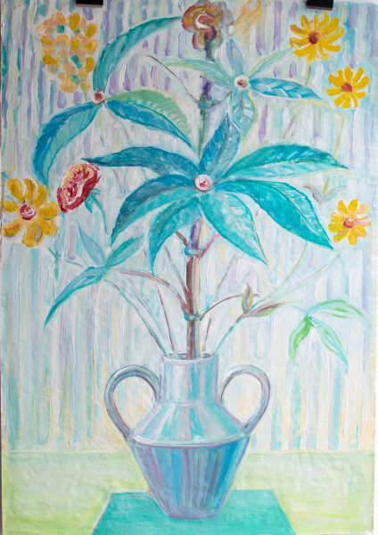 unbekannt - Blumen in der Vase - o.J. - Öl auf Papier