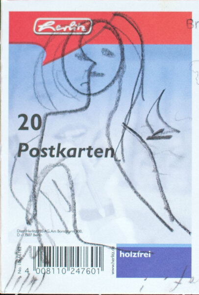 Dieter Goltzsche - Frauenbildnis, Postkarte - 2009 - Zeichnung