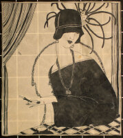 unbekannt - Frau mit Zigarette - um 1900 - Zeichnung