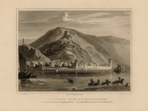 J. Riegel - Bergfeste Katz & St. Goarshausen - o.J. - Stahlstich