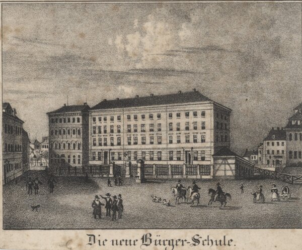 Unbekannter Künstler - Die neue Bürgerschule - um 1840 - Lithografie