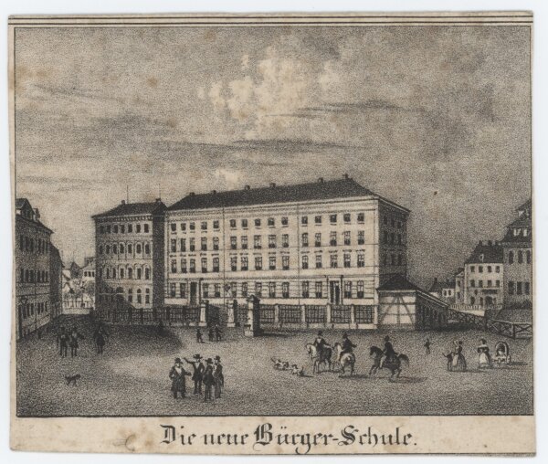 Unbekannter Künstler - Die neue Bürgerschule - um 1840 - Lithografie