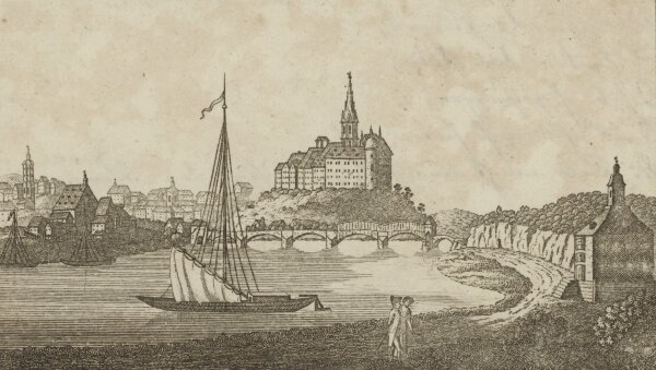 Unbekannter Künstler - Meissen vom Elbufer aus gesehen - um 1815 - Radierung