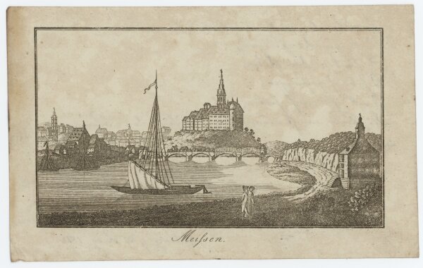 Unbekannter Künstler - Meissen vom Elbufer aus gesehen - um 1815 - Radierung