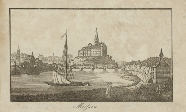 Unbekannter Künstler - Meissen vom Elbufer aus gesehen - um 1815 - Radierung