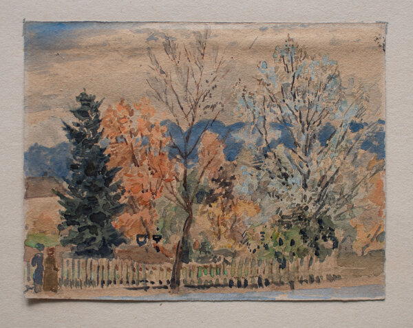 unleserlich signiert - Bäume im Herbst - 1870 - Aquarell