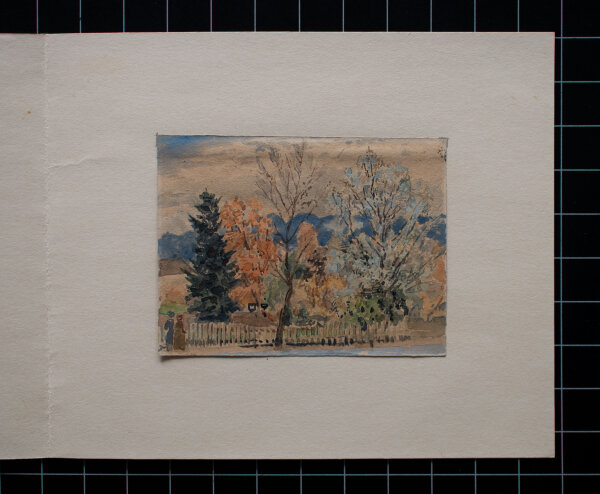 unleserlich signiert - Bäume im Herbst - 1870 - Aquarell