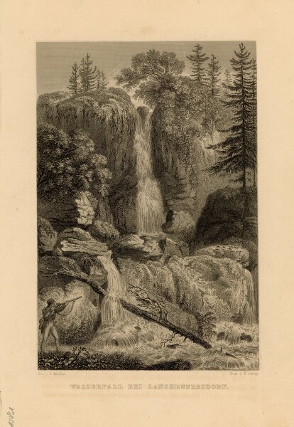 Samuel Lacey - Wasserfall bei Langhennersdorf - o.J. - Stahlstich