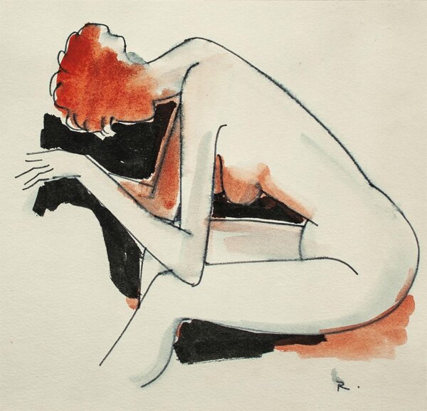 Bruno Ramin - Frauenakt - o.J. - Aquarell