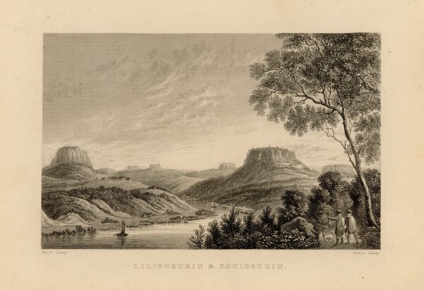 Samuel Lacey - Lilienstein & Königstein - o.J. - Stahlstich
