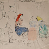 Hertha Peschke-Scholz - Studien Marktfrauen - o.J. - Tusche