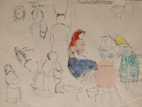 Hertha Peschke-Scholz - Studien Marktfrauen - o.J. - Tusche