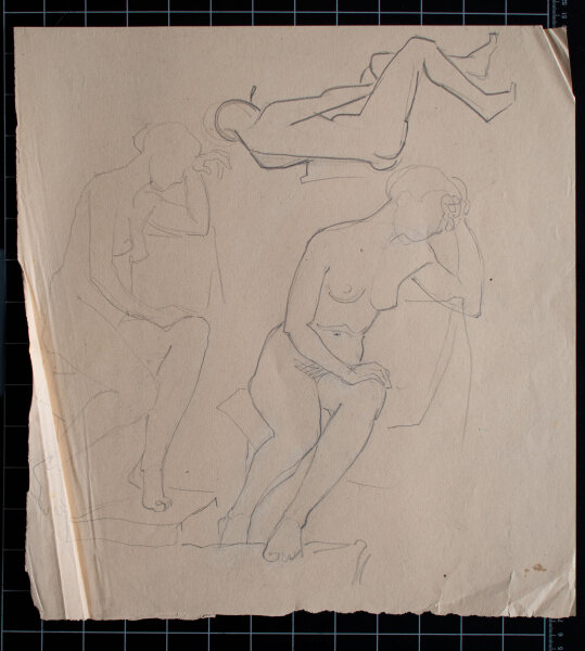 Hertha Peschke-Scholz - Weibliche Aktstudien sitzend - o.J. - Bleistift