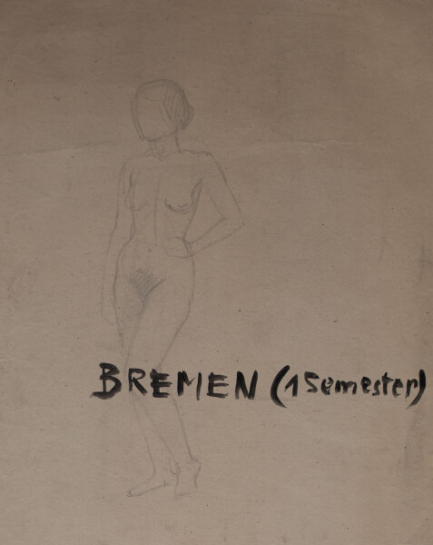 Hertha Peschke-Scholz - Studien nach einem Hobel und einem Hut / Frauenakt - o.J. - Bleistift