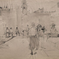 Hertha Peschke-Scholz - Hafenansicht - o.J. - lavierte...