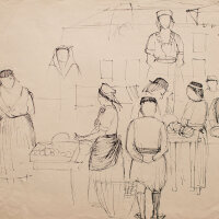 Hertha Peschke-Scholz - Marktszene - o.J. - Tusche