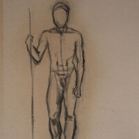 Hertha Peschke-Scholz - Männlicher Akt mit Stab -...