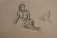 Hertha Peschke-Scholz - Weiblicher Akt sitzend - o.J. - Pastellkreide