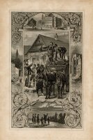 unbekannt - Pferdewagen und Ornamentik - o.J. - Stahlstich